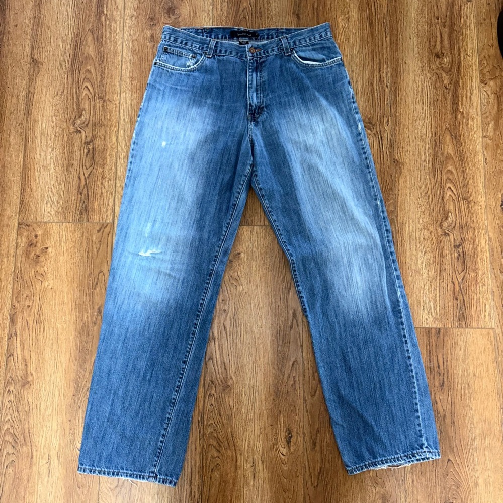 Y2k Calvin Klein Faded Jeans Men 36x33 Straight Leg Denim Blue baggy 100% cotton